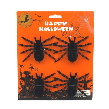 Velvet Decorative Spiders - 4 Pack